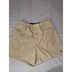 Vintage 90s/Y2K Polo Ralph Lauren Elastic  Shorts Men's M Drawstring Snap Khaki